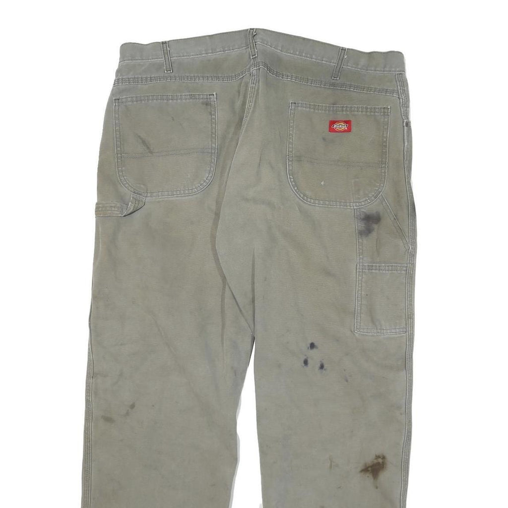 DICKIES Mens Cotton Blend Beige Regular Fit Straight Leg Trousers W40 L32