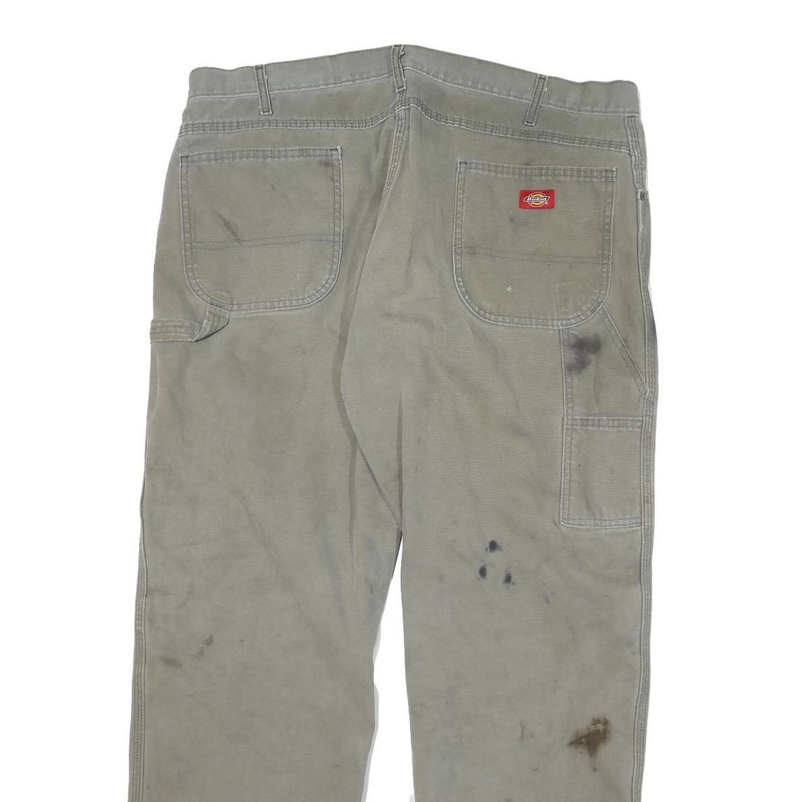 DICKIES Mens Cotton Blend Beige Regular Fit Straight Leg Trousers W40 L32