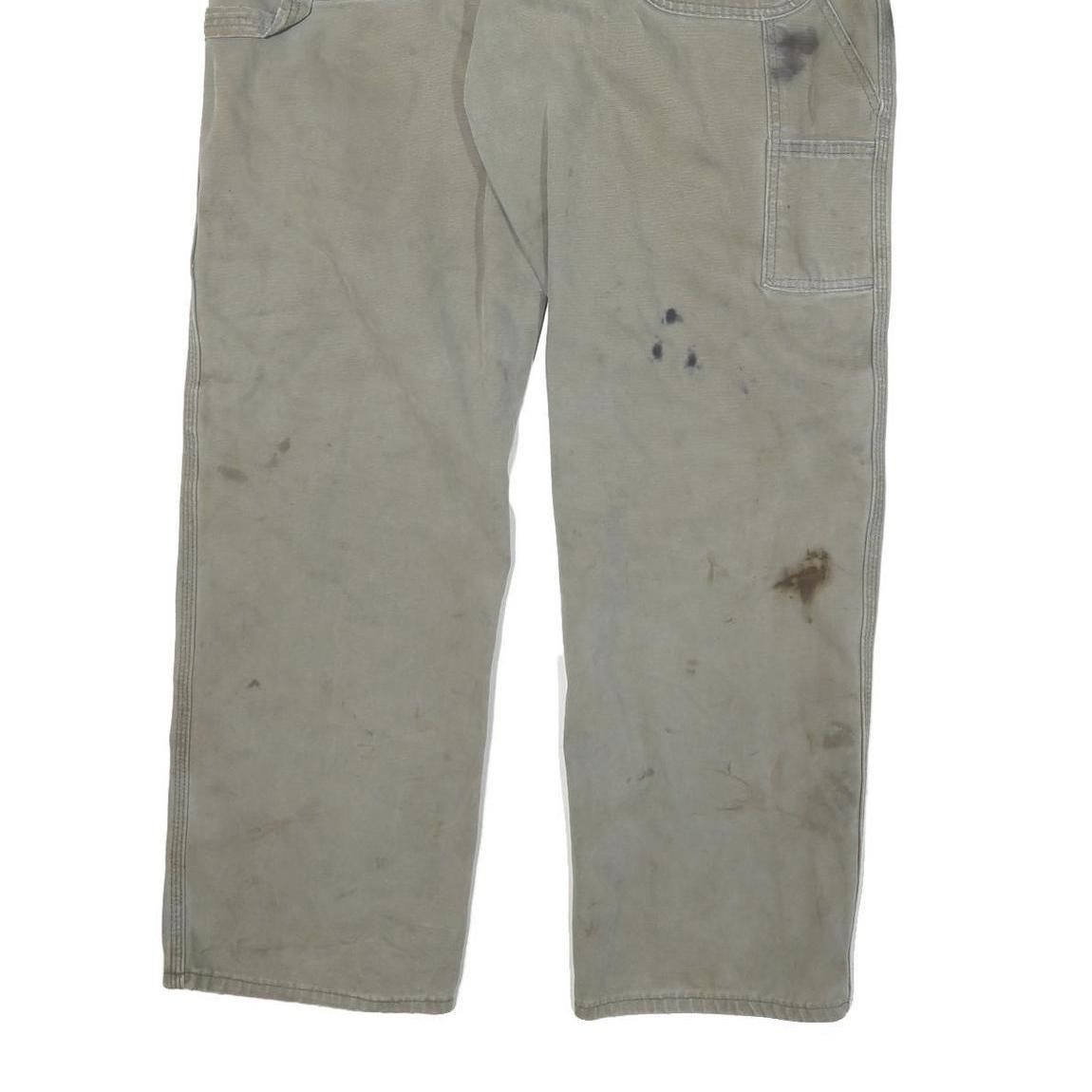 DICKIES Mens Cotton Blend Beige Regular Fit Straight Leg Trousers W40 L32