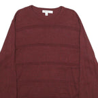 CALVIN KLEIN Mens Maroon Patterned Jumper Crew Neck Basic Knit L Cotton Blend