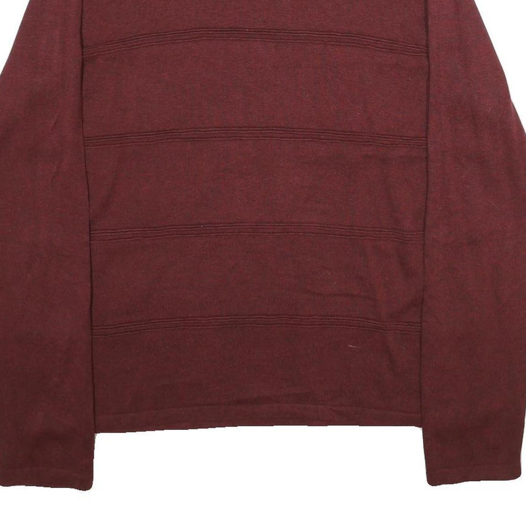 CALVIN KLEIN Mens Maroon Patterned Jumper Crew Neck Basic Knit L Cotton Blend