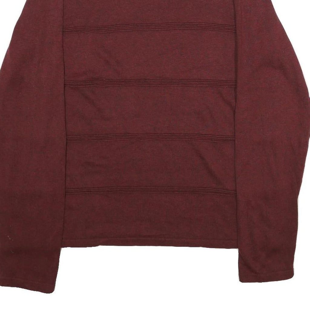 CALVIN KLEIN Mens Maroon Patterned Jumper Crew Neck Basic Knit L Cotton Blend