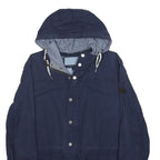 TOMMY HILFIGER Mens Navy Blue Jacket S Polyester Plain Hooded Zip Casual
