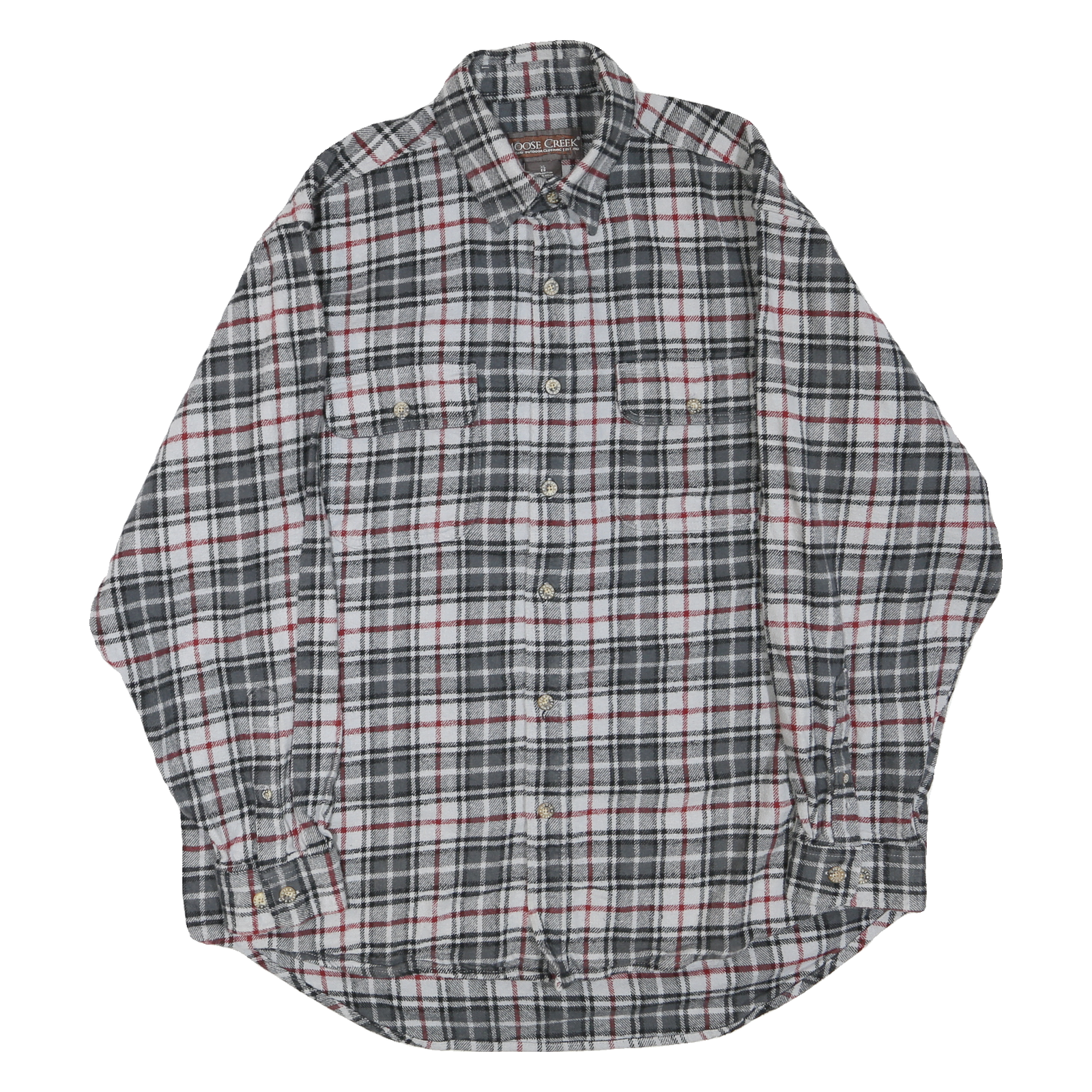 MOOSE CREEK Mens Grey & White Check Shirt XL Cotton Blend Casual Long Sleeve