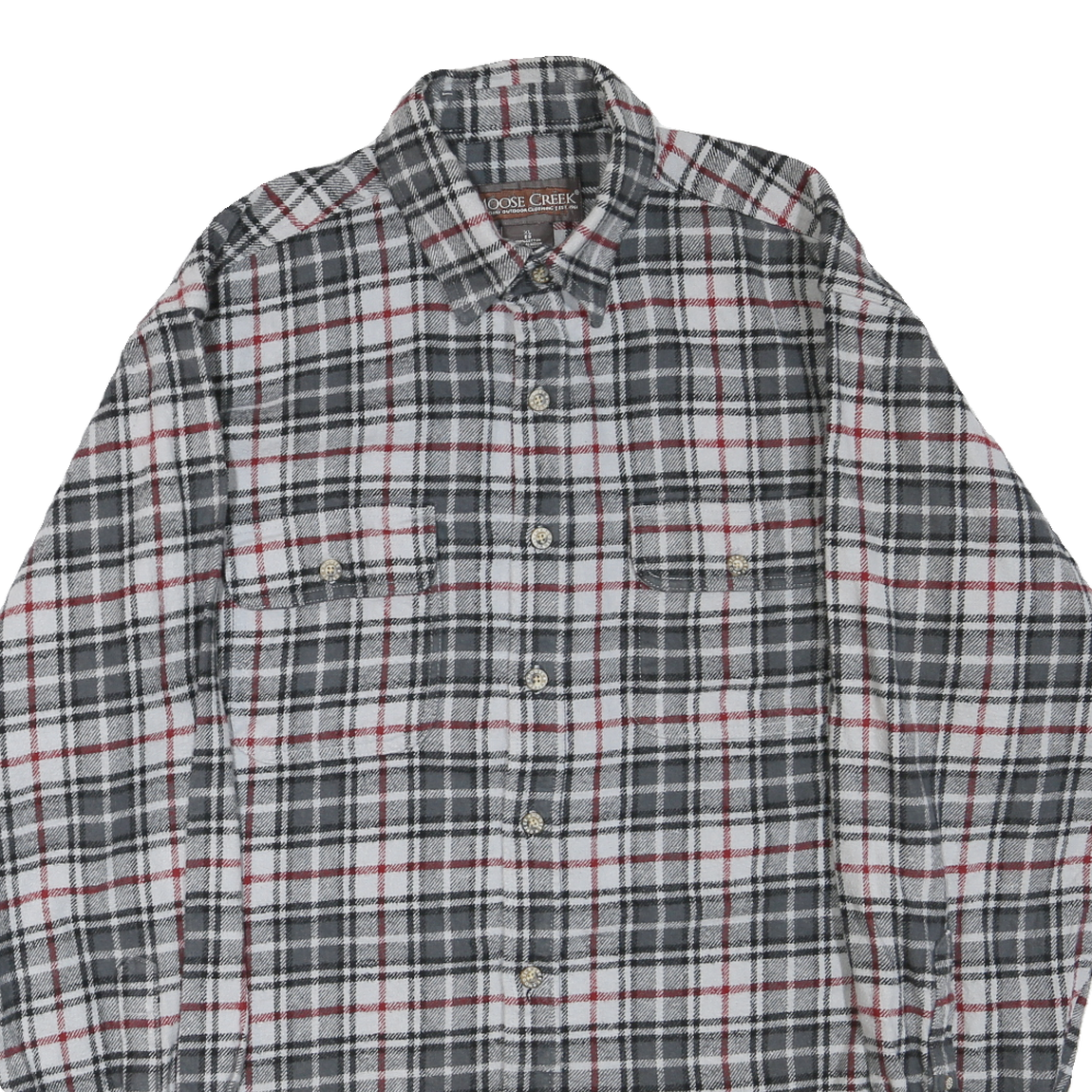 MOOSE CREEK Mens Grey & White Check Shirt XL Cotton Blend Casual Long Sleeve