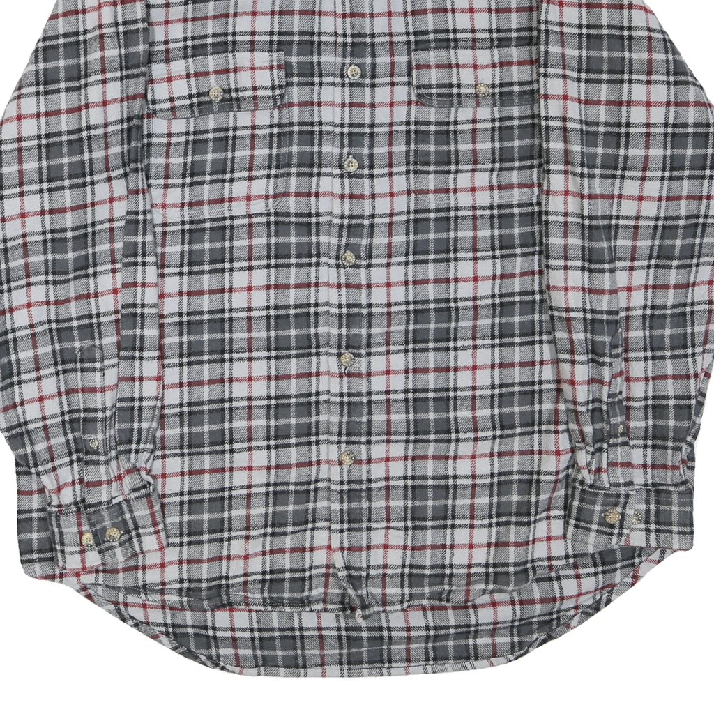 MOOSE CREEK Mens Grey & White Check Shirt XL Cotton Blend Casual Long Sleeve