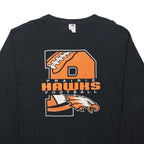 FRUIT OF THE LOOM Mens Black Prairie Hawks Football Long Sleeve Crew Neck Cotton