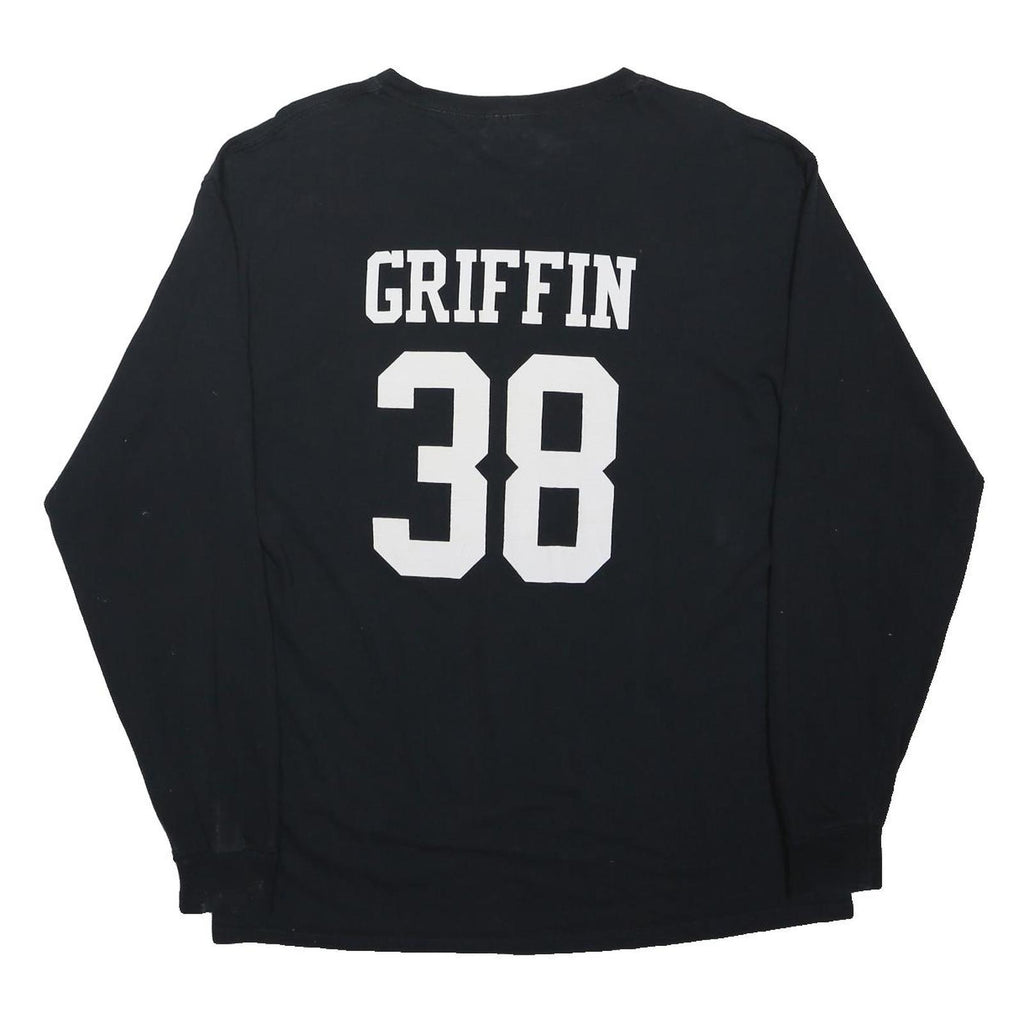 FRUIT OF THE LOOM Mens Black Prairie Hawks Football Long Sleeve Crew Neck Cotton