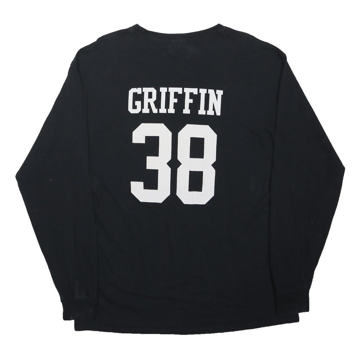 FRUIT OF THE LOOM Mens Black Prairie Hawks Football Long Sleeve Crew Neck Cotton