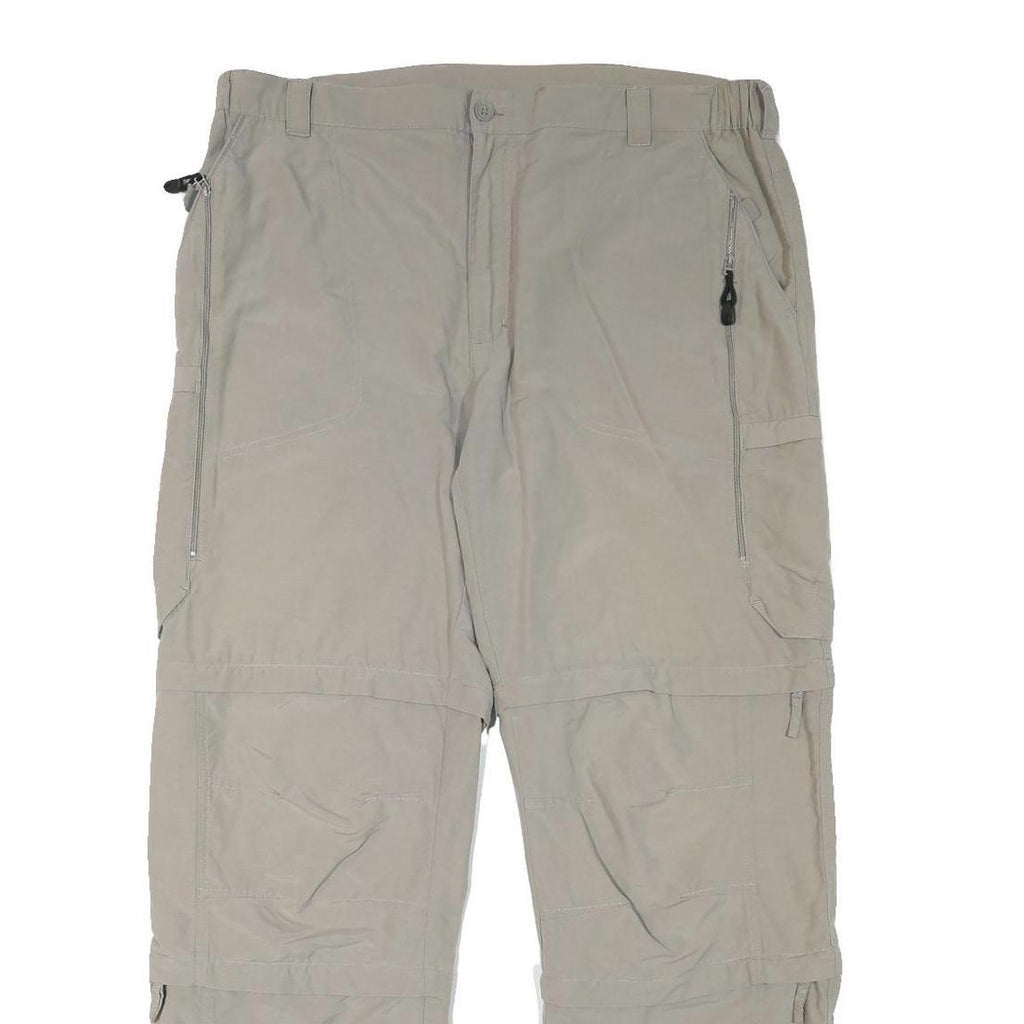 RODEO Mens Polyester Blend Beige Relaxed Straight Trousers W37 L31 Casual Zip