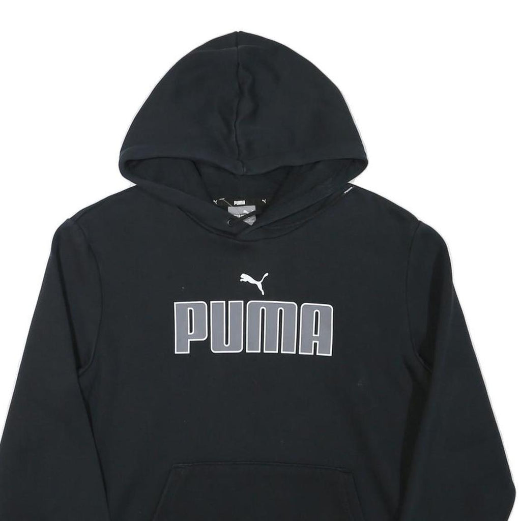 PUMA Mens Black Hoodie S Cotton Blend Pullover Casual Sportswear