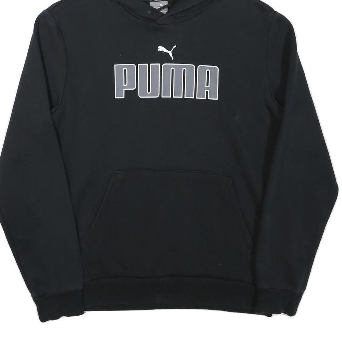PUMA Mens Black Hoodie S Cotton Blend Pullover Casual Sportswear