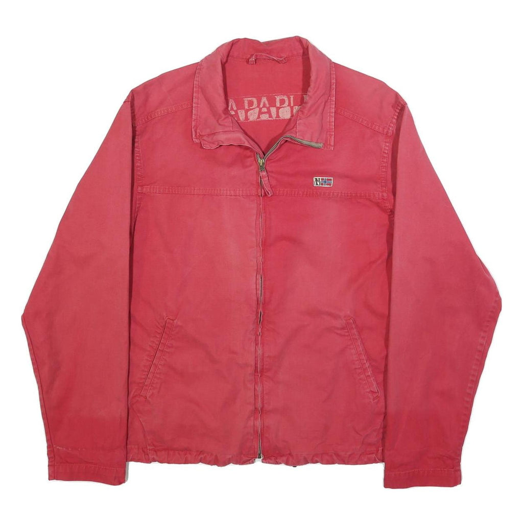NAPAPIJRI Mens Red Cotton Jacket XL Plain Zip Casual Everyday Wear