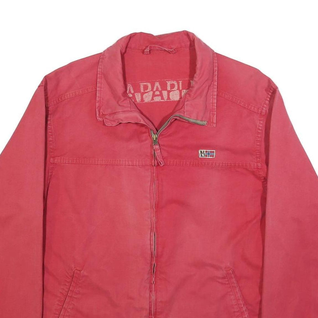 NAPAPIJRI Mens Red Cotton Jacket XL Plain Zip Casual Everyday Wear