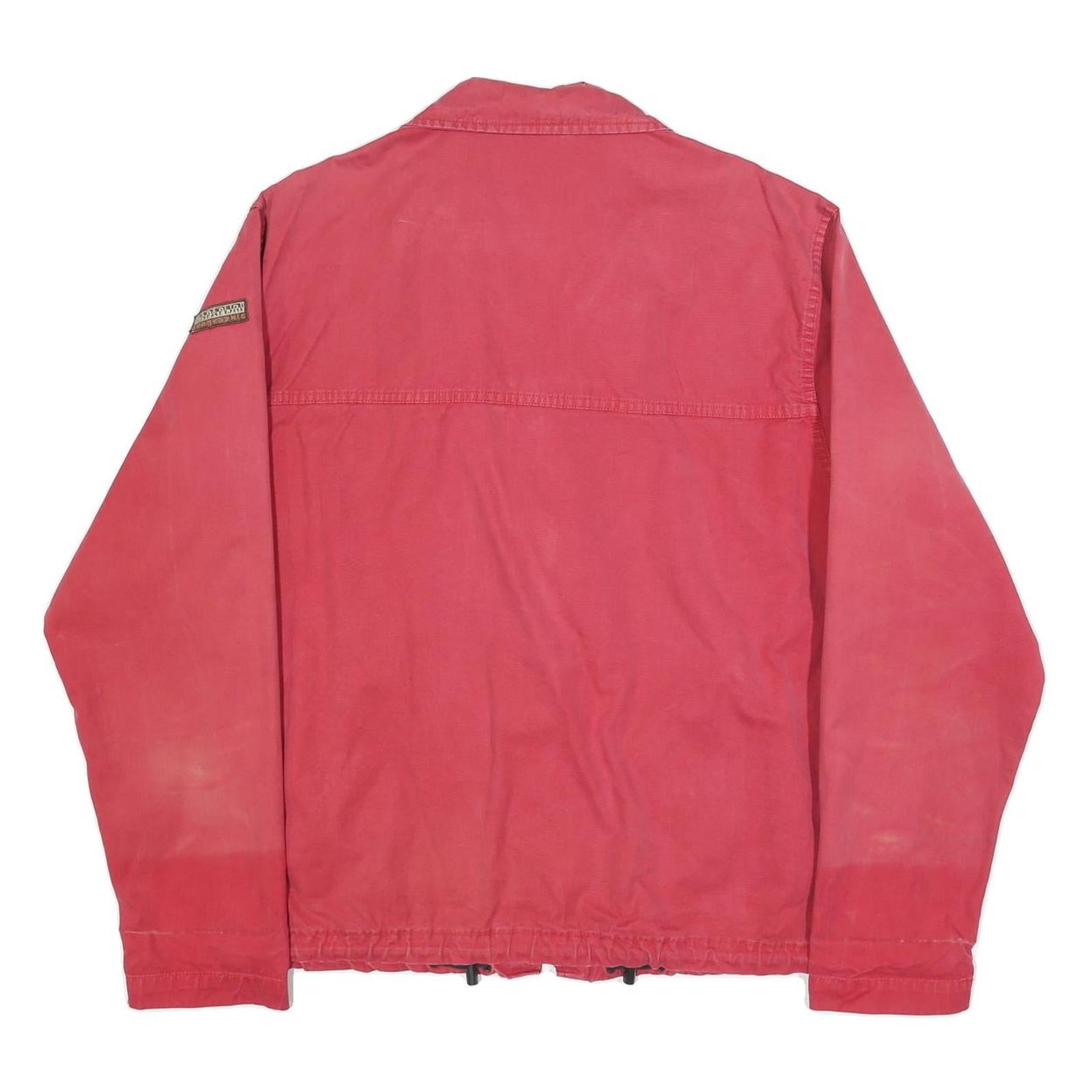 NAPAPIJRI Mens Red Cotton Jacket XL Plain Zip Casual Everyday Wear