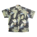 JOE MARLIN Mens Black & Green Hawaiian Shirt XL Tropical Leaf Print Summer