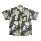 JOE MARLIN Mens Black & Green Hawaiian Shirt XL Tropical Leaf Print Summer