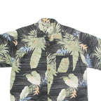 JOE MARLIN Mens Black & Green Hawaiian Shirt XL Tropical Leaf Print Summer