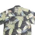 JOE MARLIN Mens Black & Green Hawaiian Shirt XL Tropical Leaf Print Summer