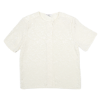 CREATIONS Womens Cream Printed Top Short Sleeve Round Neck M