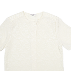 CREATIONS Womens Cream Printed Top Short Sleeve Round Neck M