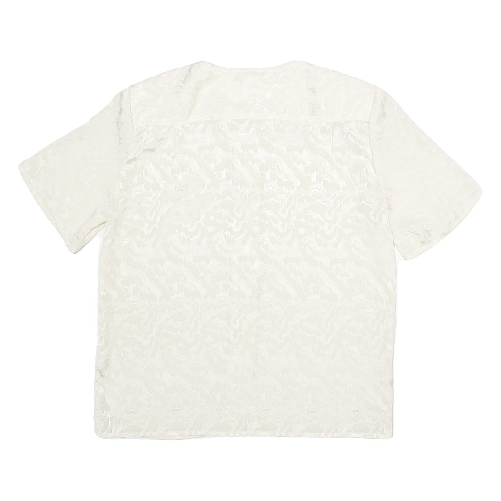 CREATIONS Womens Cream Printed Top Short Sleeve Round Neck M