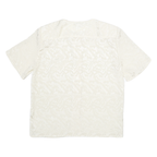 CREATIONS Womens Cream Printed Top Short Sleeve Round Neck M