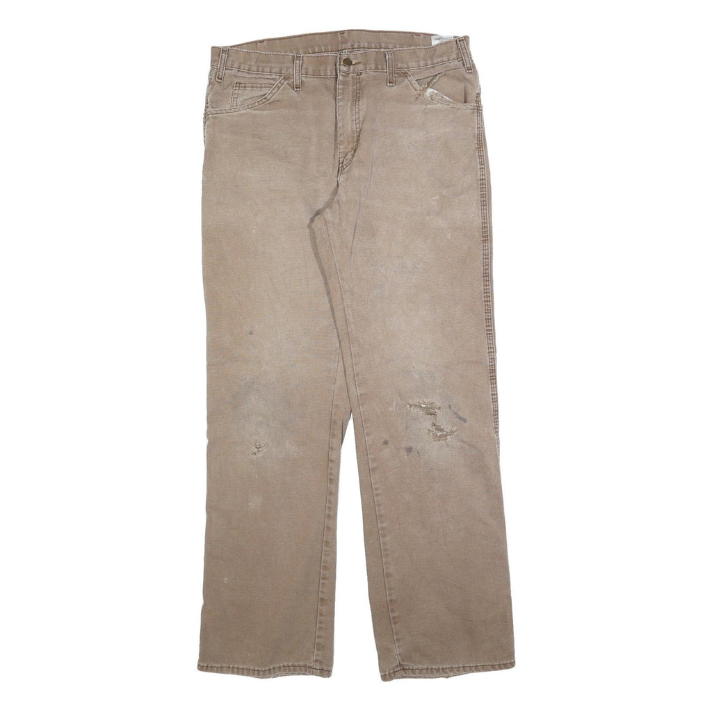 DICKIES Mens Relaxed Beige Cotton Blend Denim W34 L34 Workwear Zip Closure