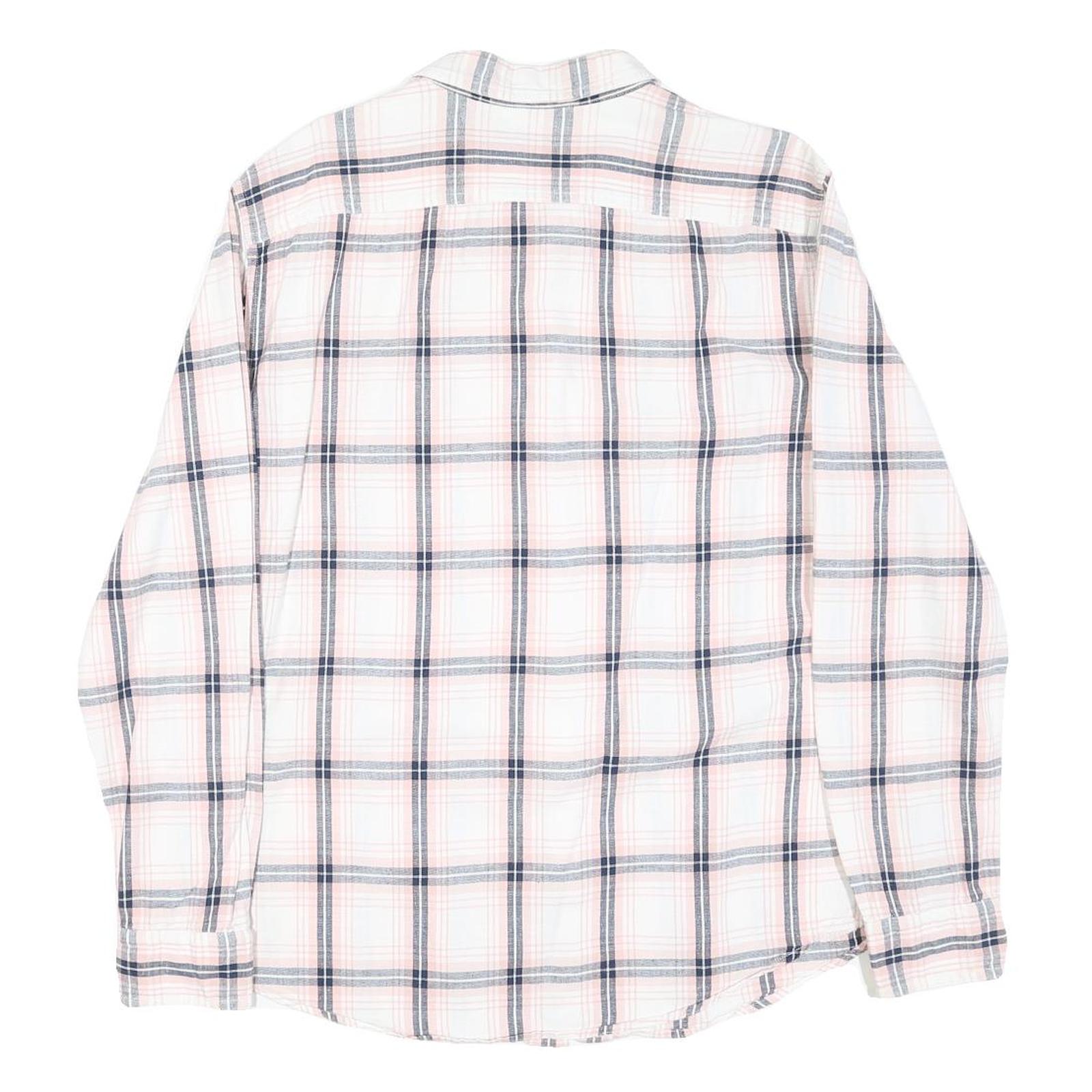LEVI'S Mens White & Pink Check Cotton Blend Shirt L Casual Long Sleeve Classic