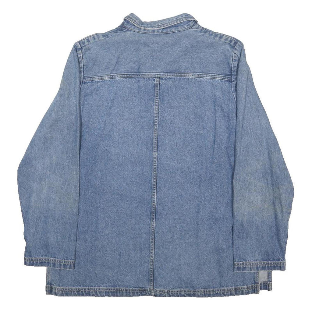 SAG HARBOR Womens Blue Denim Cotton Button Jacket M Casual Classic Outerwear