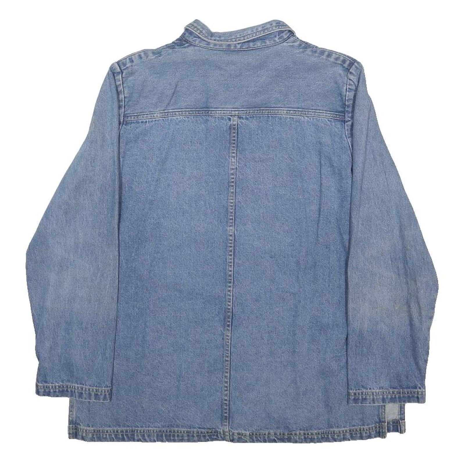 SAG HARBOR Womens Blue Denim Cotton Button Jacket M Casual Classic Outerwear