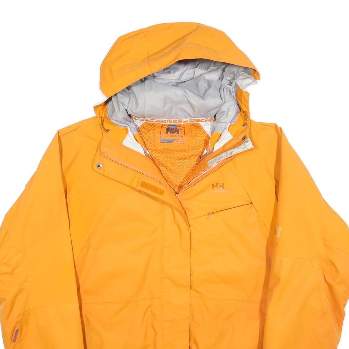 HELLY HANSEN Womens Yellow Outdoor Jacket M Polyester Hooded Zip Casual