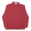 TOMMY HILFIGER Mens Red Long Sleeve Plain L Cotton Blend Polo Shirt