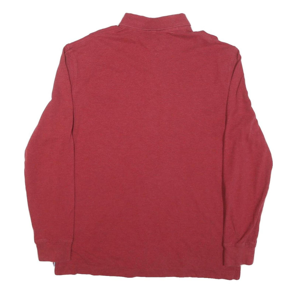 TOMMY HILFIGER Mens Red Long Sleeve Plain L Cotton Blend Polo Shirt