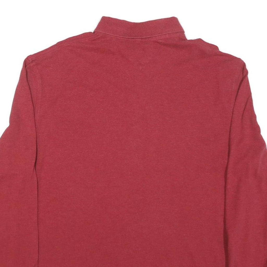 TOMMY HILFIGER Mens Red Long Sleeve Plain L Cotton Blend Polo Shirt