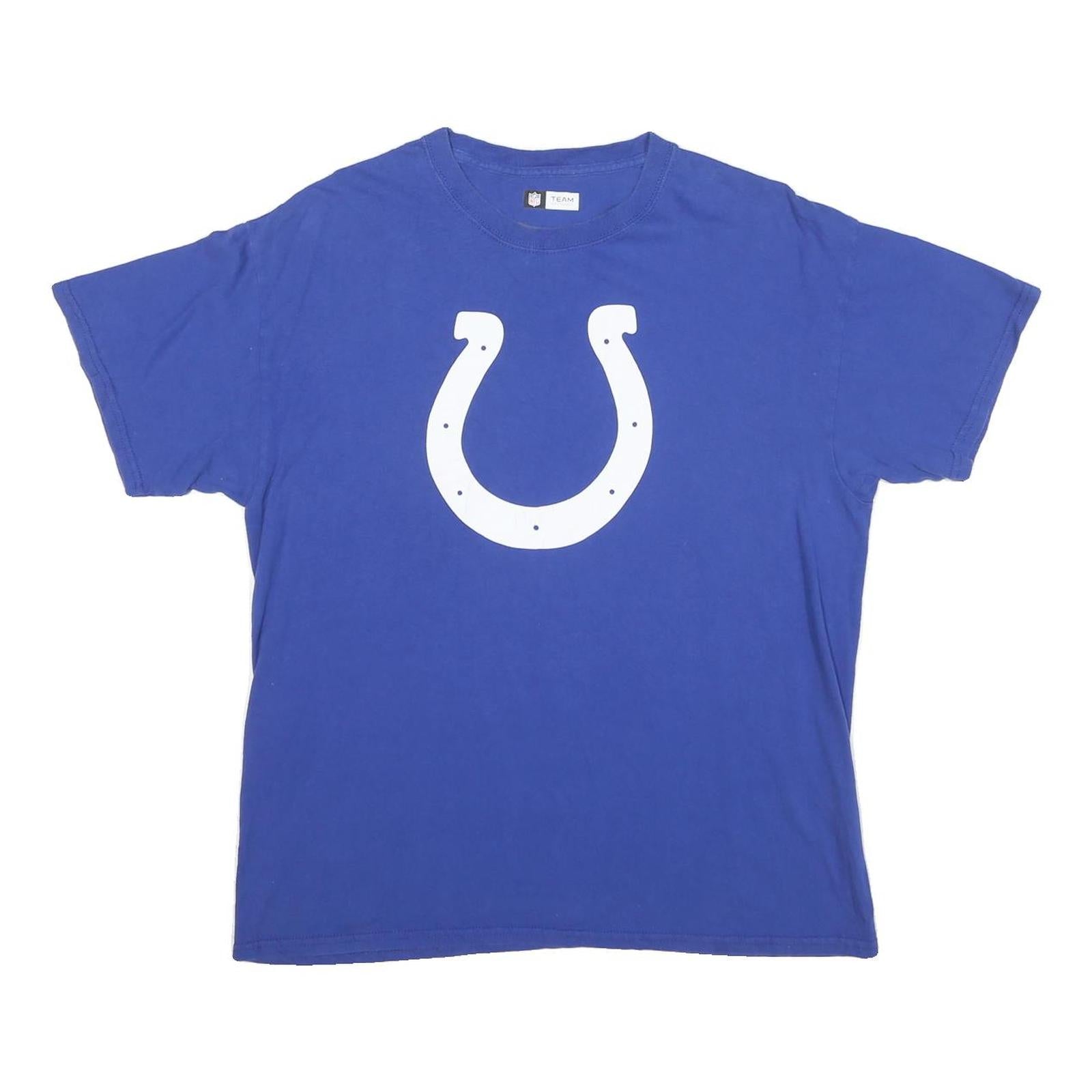 NFL Mens Blue Graphic T-Shirt L Short Sleeve Crew Neck Cotton Blend