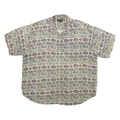 CHRISTOPHER RAND Mens Beige Pattern Shirt XL Rayon Casual Lightweight