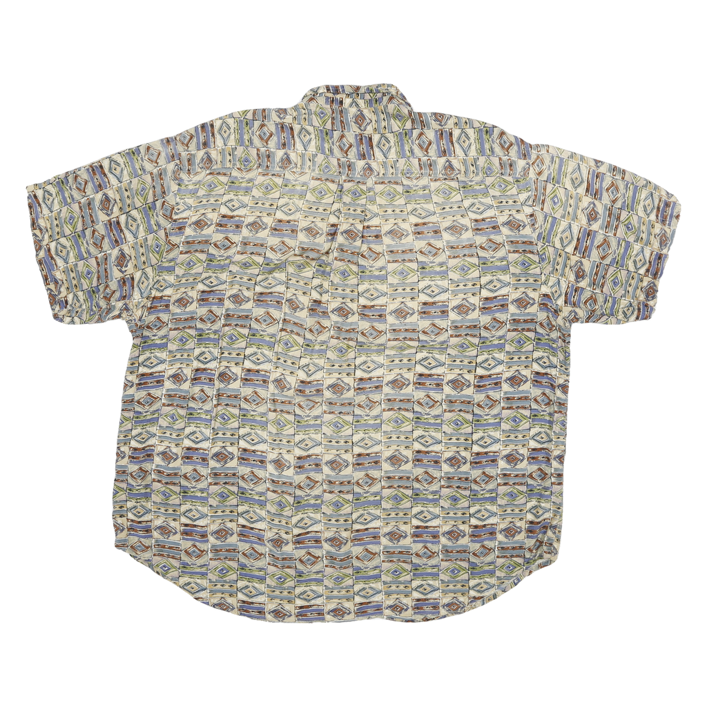 CHRISTOPHER RAND Mens Beige Pattern Shirt XL Rayon Casual Lightweight