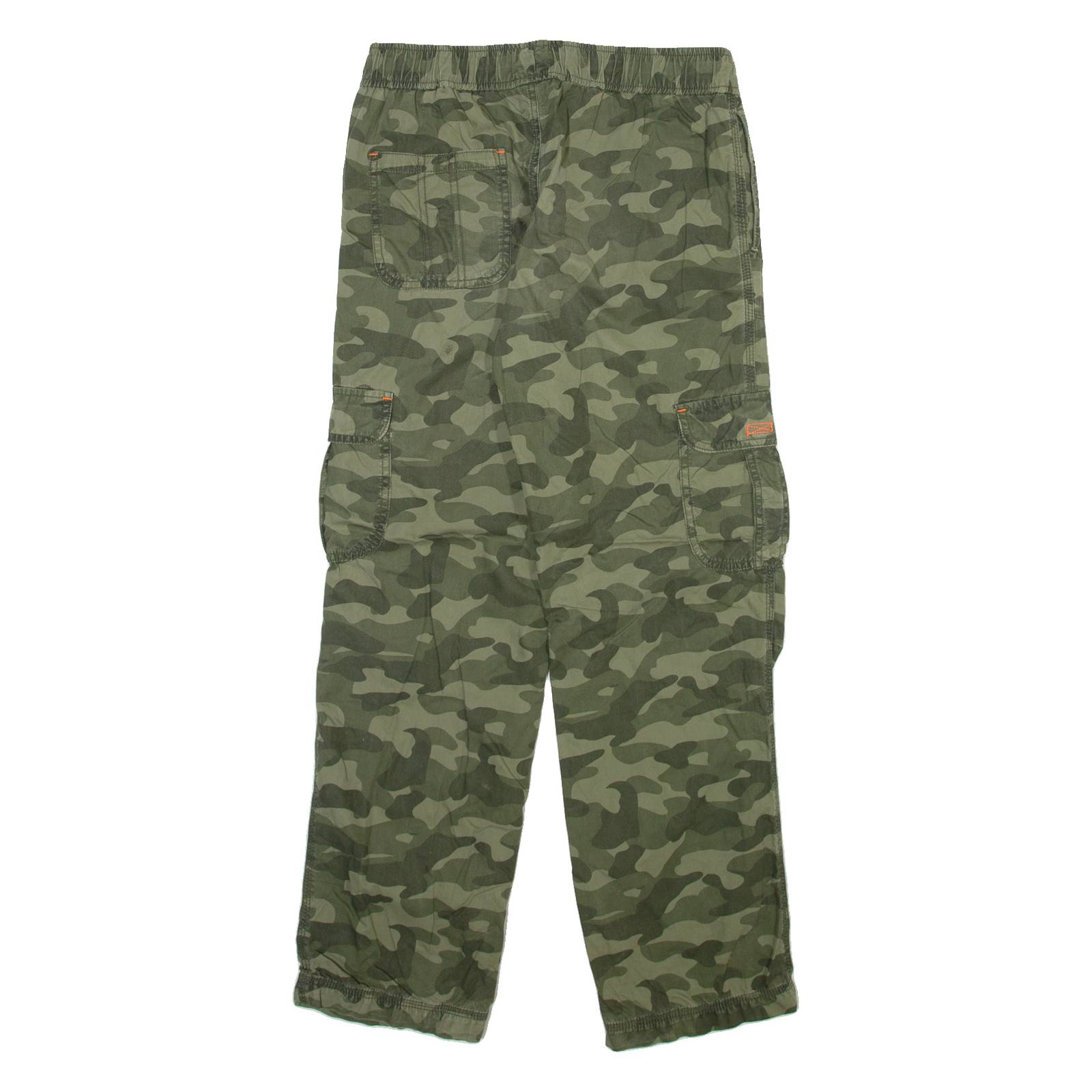 Camo Cargo Mens Trousers Green Regular Straight W28 L28