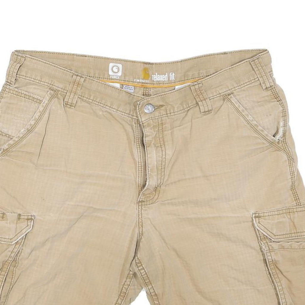 CARHARTT Mens Shorts Beige Casual Cargo Relaxed Fit L W36 Durable Cotton Blend