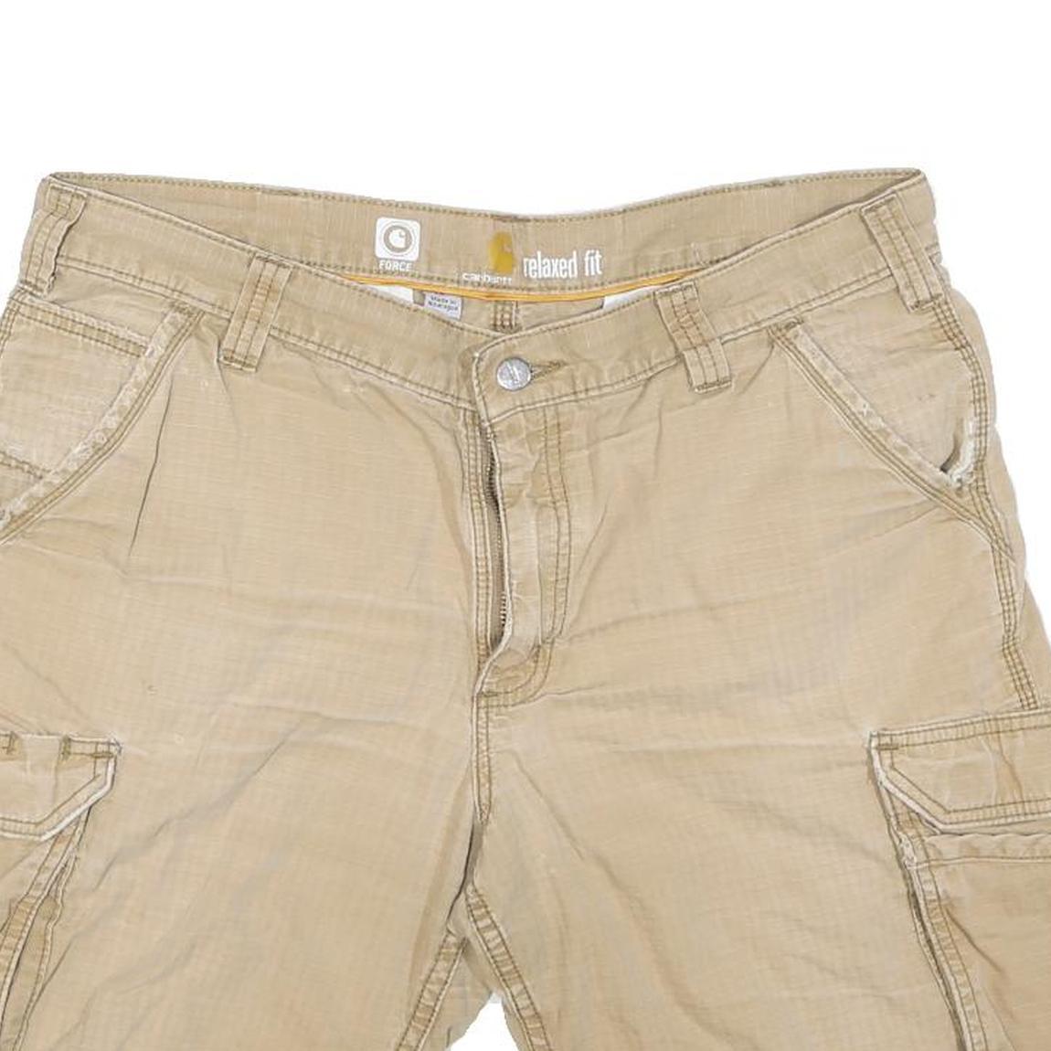 CARHARTT Mens Shorts Beige Casual Cargo Relaxed Fit L W36 Durable Cotton Blend
