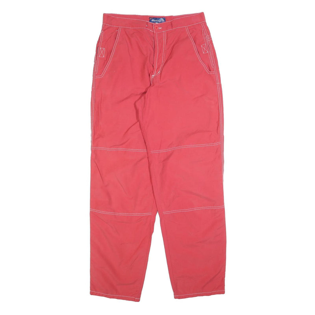 MONTAGNES Womens Polyester Blend Red Regular Fit Straight Leg Trousers W30 L32