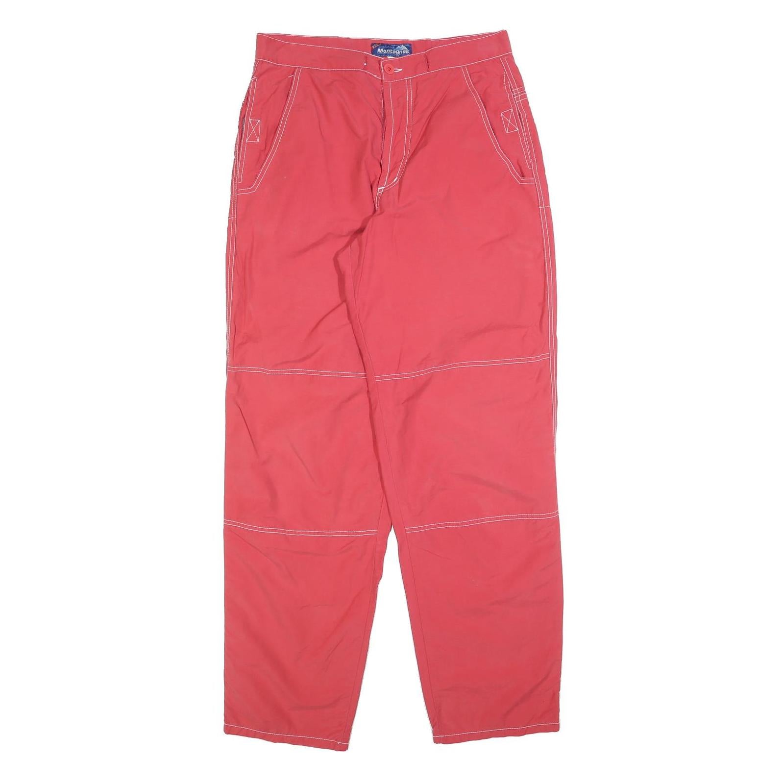 MONTAGNES Womens Polyester Blend Red Regular Fit Straight Leg Trousers W30 L32