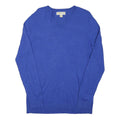 MICHAEL KORS Womens Blue Plain Pullover Crew Neck Basic Knit Jumper L Cotton