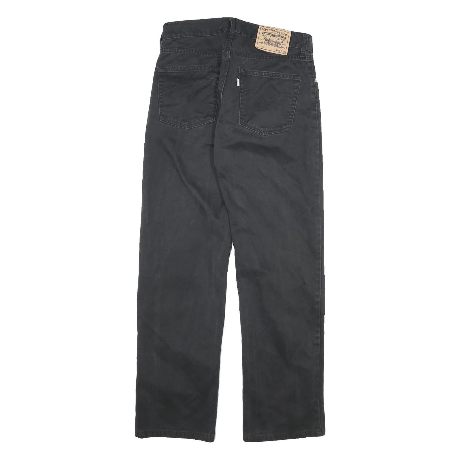 LEVI'S Mens Regular Zip Cotton Blend Black Waist W28 L29 Trousers Straight Fit