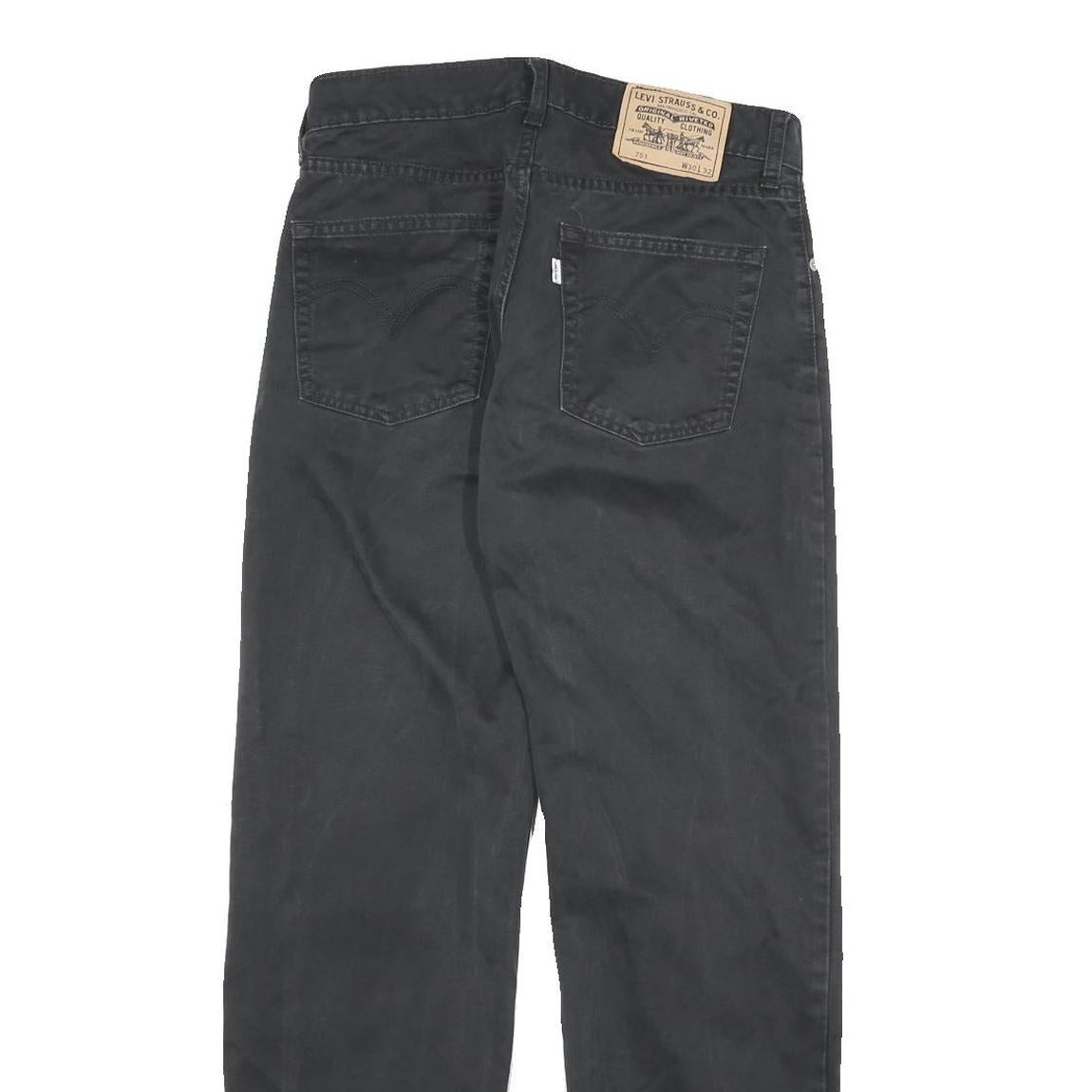 LEVI'S Mens Regular Zip Cotton Blend Black Waist W28 L29 Trousers Straight Fit