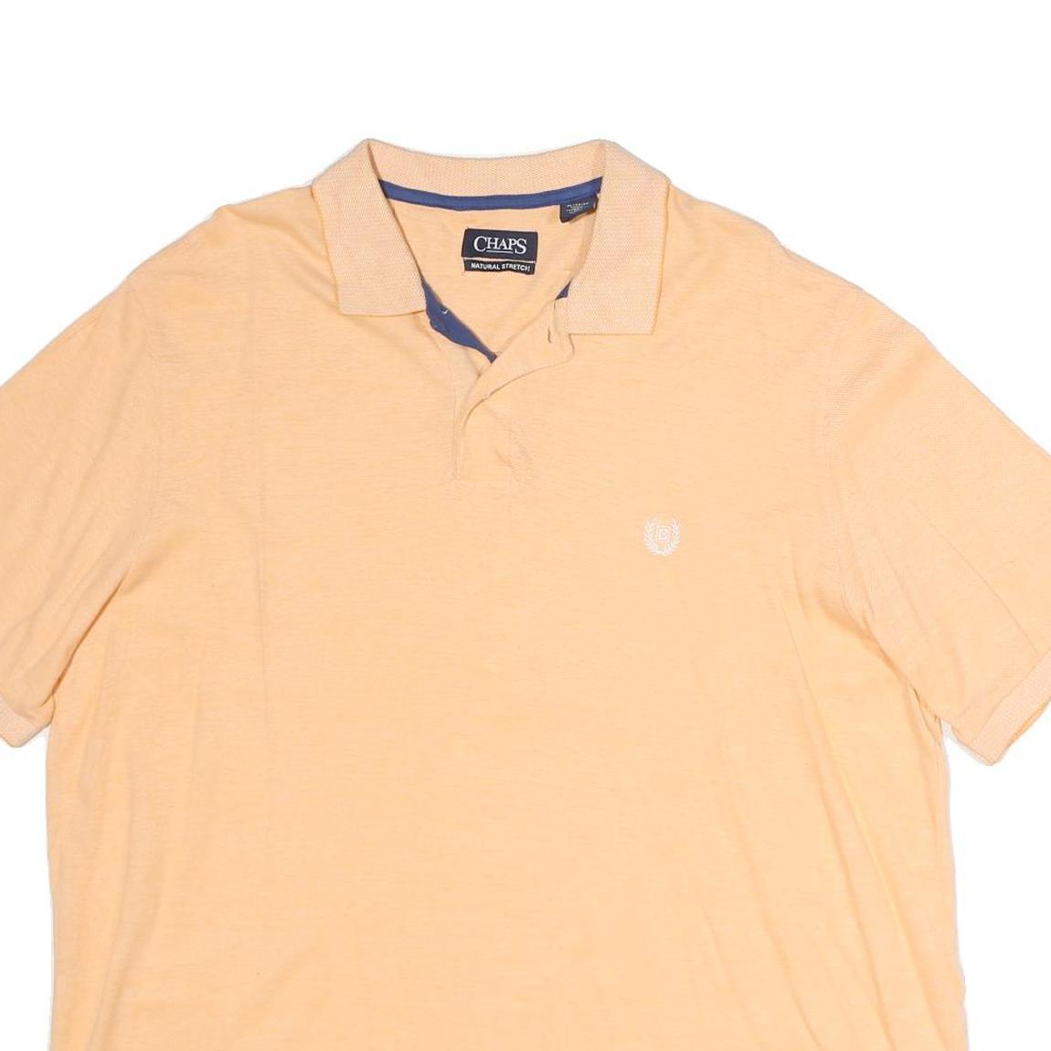 CHAPS Mens Peach Short Sleeve Plain Cotton Polo Shirt XL Classic Fit