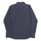 TED BAKER Mens Navy Blue Wavy Stripe Shirt M Cotton Long Sleeve Button
