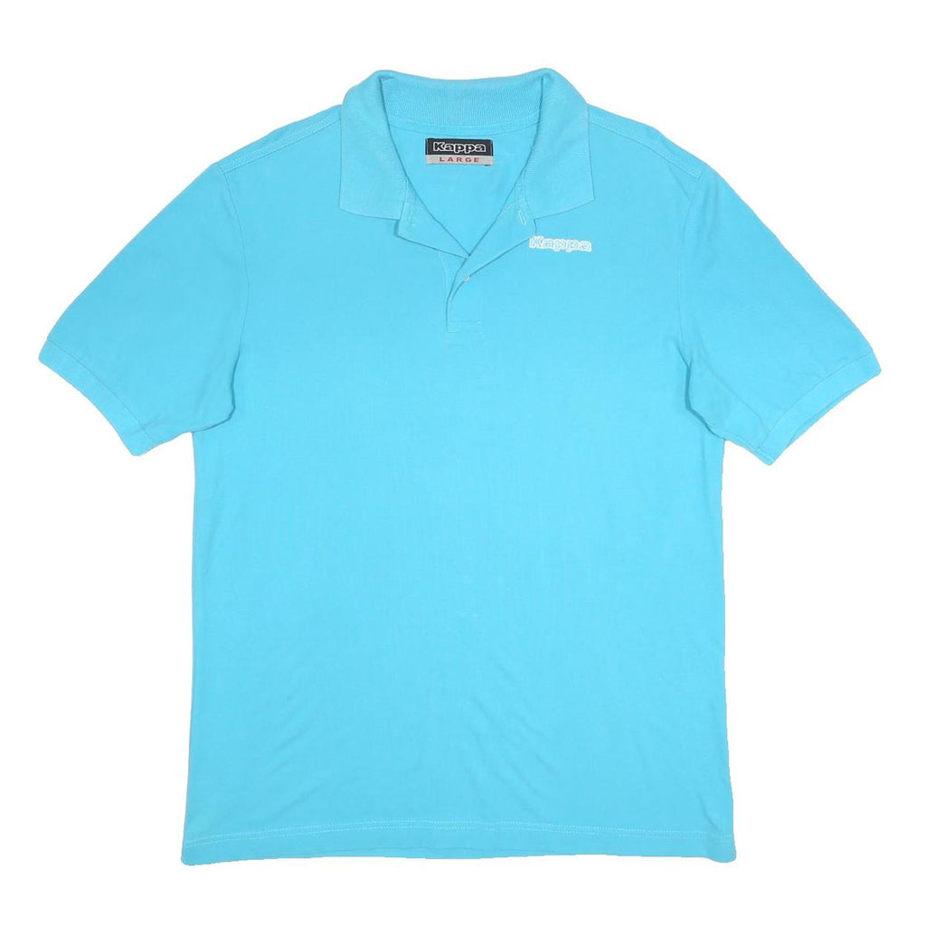 KAPPA Mens Blue Short Sleeve Plain L Cotton Polo Shirt Casual Basic