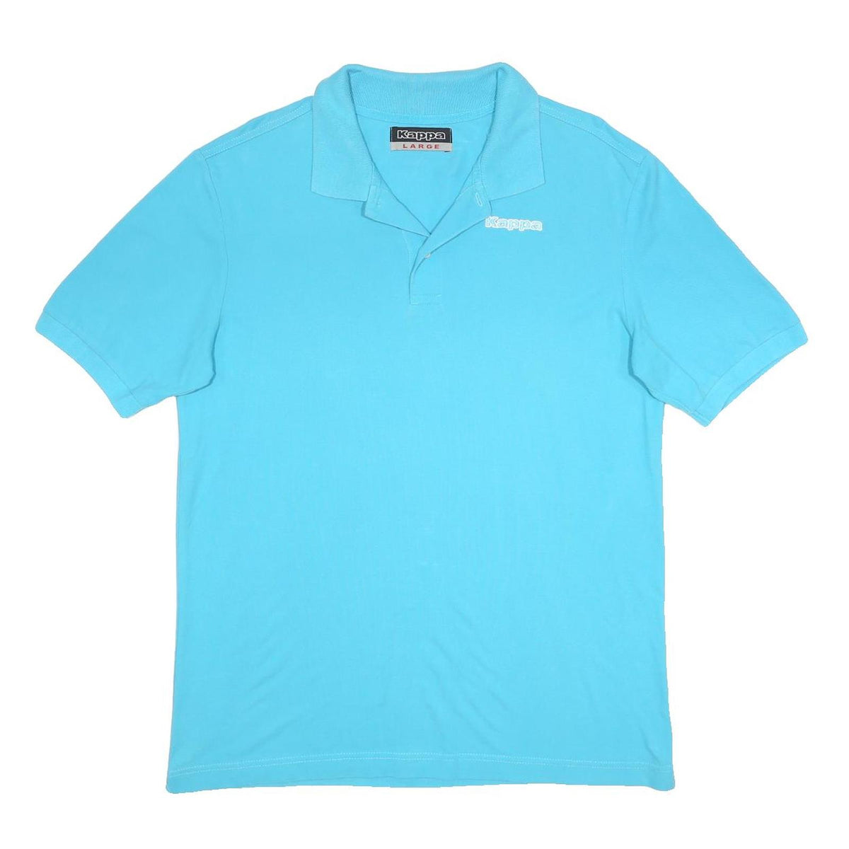 KAPPA Mens Blue Short Sleeve Plain L Cotton Polo Shirt Casual Basic